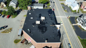 Aerial view of black roof